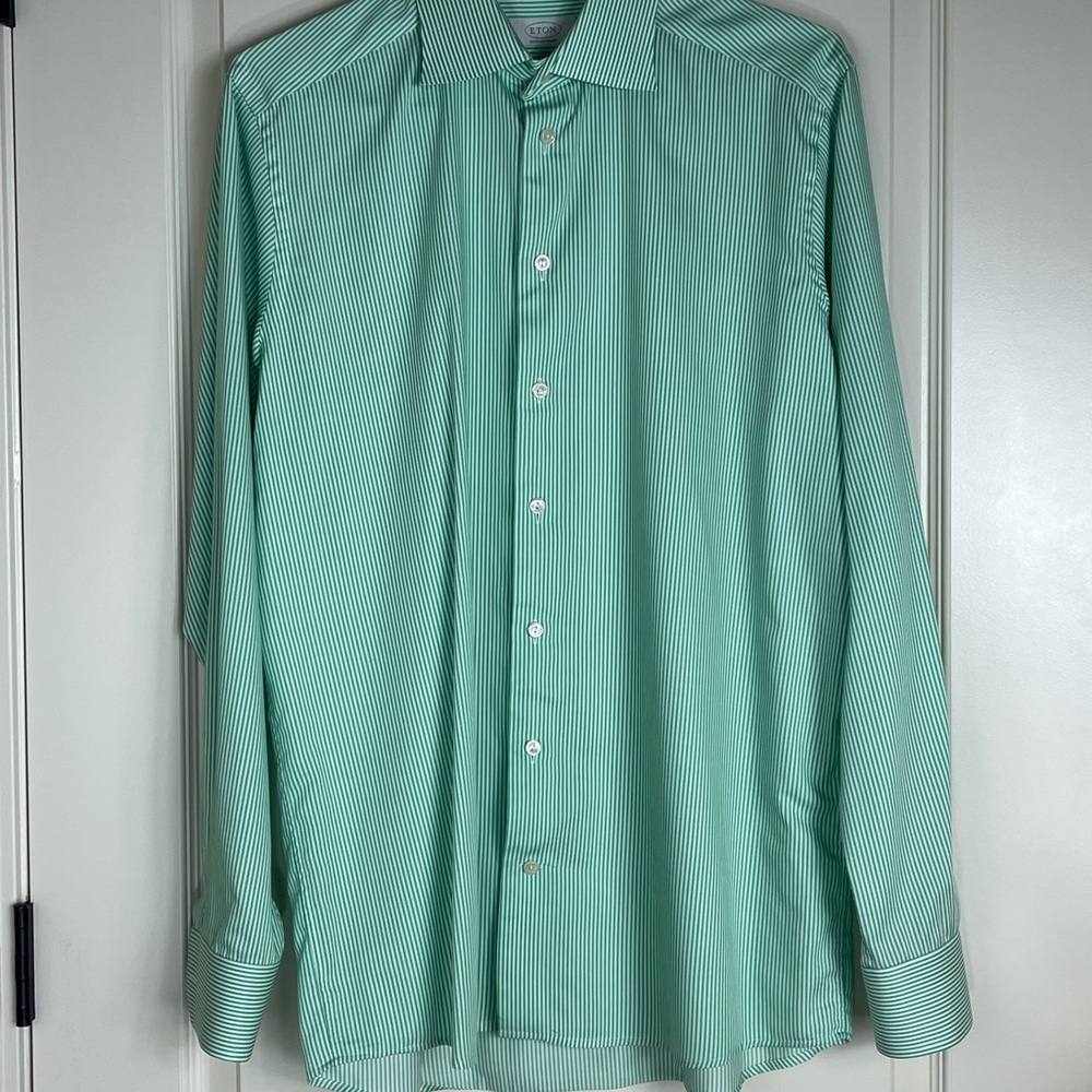 Eton Green Stripped Dress Shirt